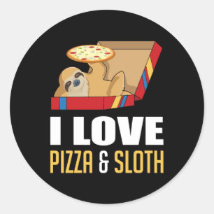 Sticker Rond Fast Food Burger Sloth Funny Pizza Eat Idée cadeau