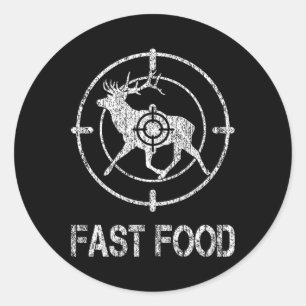 Sticker Rond Fast Food Deer Hunter Fast American Food C
