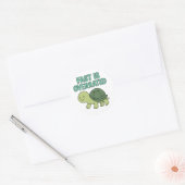 Sticker Rond Fast is Overrated Cute Turtle Slow Down Mascot (Enveloppe)