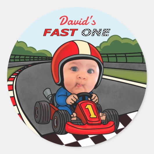 Sticker Rond Fast One Birthday (Devant)