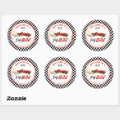 Sticker Rond Fast One Red race car Boy Birthday Merci (Feuille)