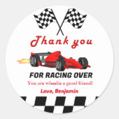 Sticker Rond Fast Race Car Boy Merci Anniversaire (Devant)