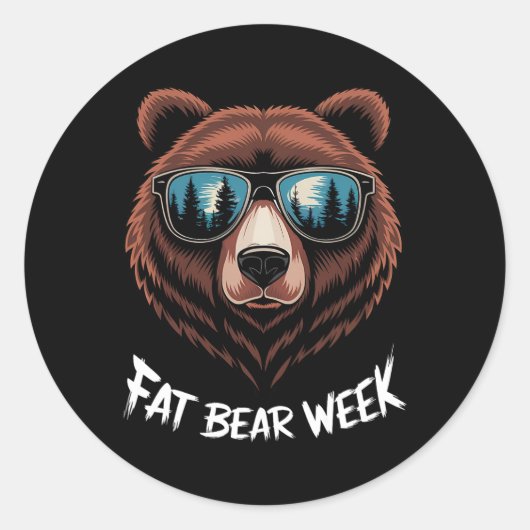 Sticker Rond Fat Bear Week Retro Bear Sungles Nature Loisirs (Devant)