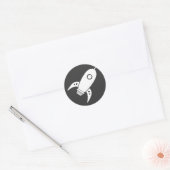 Sticker Rond Fat Retro Rocket Ship Blanc (Enveloppe)