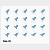 Sticker Rond Fat Retro Rocket Ship Blue (Feuille)