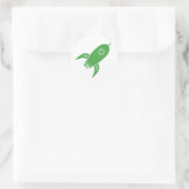 Sticker Rond Fat Retro Rocket Ship Green (Sac)