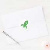 Sticker Rond Fat Retro Rocket Ship Green (Enveloppe)