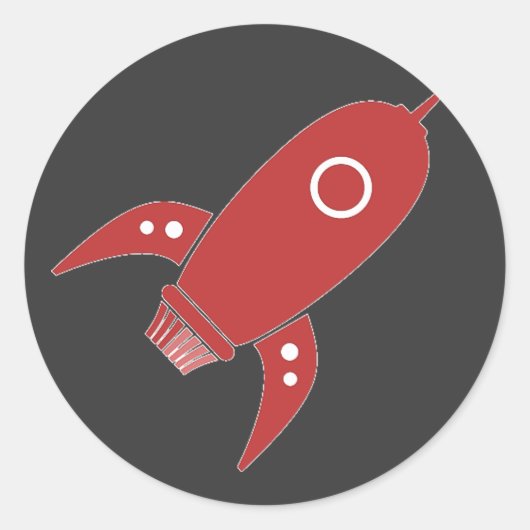 Sticker Rond Fat Retro Rocket Ship Rouge (Devant)