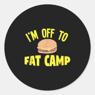 Sticker Rond Fat Summer Camp Shirt Pour Les Enfants Et Amusant