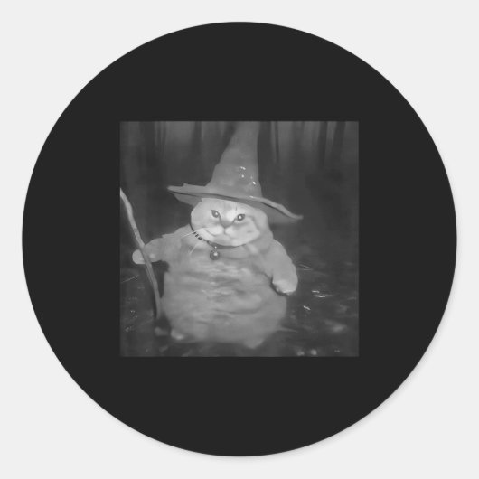Sticker Rond Fat Wizard Cat Fat Kitten Wizard Funny Cat Meme Br (Devant)