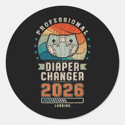 Sticker Rond Father To Be Future Daddy, Expecting Dad 2026 Diap (Devant)