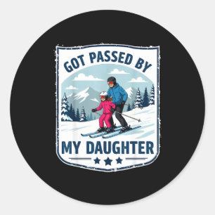Sticker Rond Fauchée par ma fille Drôle de ski _21