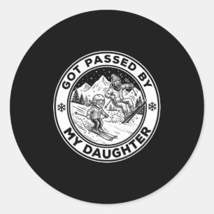 Sticker Rond Fauchée par ma fille Drôle de ski _8