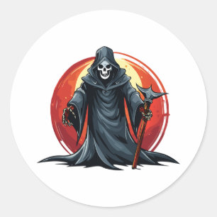 Sticker Rond Faucheuse avec mort à la faux