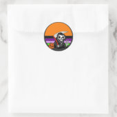 Sticker Rond Faucheuse - Coucher de soleil d'Halloween Jack O'L (Sac)