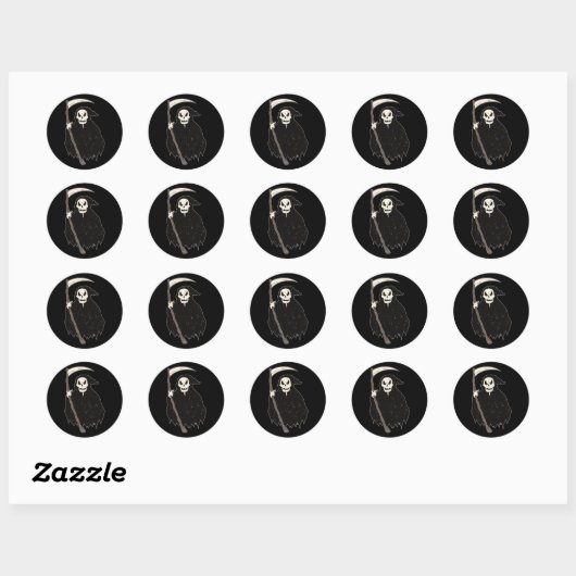 Sticker Rond Faucheuse sombre et sinistre (Feuille)
