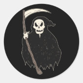 Sticker Rond Faucheuse sombre et sinistre (Devant)