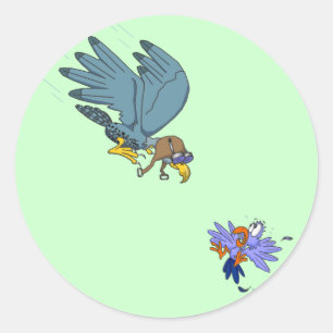 Sticker Rond Faucon avec des lunettes