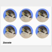 Sticker Rond Faucon hybride Gyrfalcon Saker (Feuille)