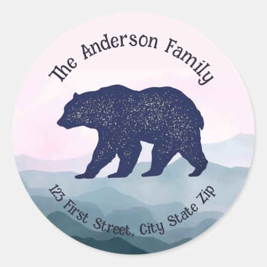 Sticker Rond Faune Animal Grizzly Ours Nature Art (Devant)