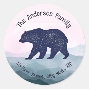 Sticker Rond Faune Animal Grizzly Ours Nature Art
