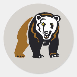 Sticker Rond Faune - Cool Grizzly BEAR - Amoureux des animaux -