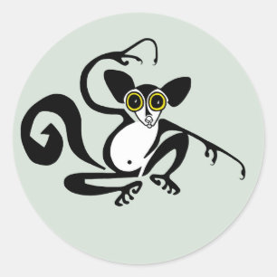 Sticker Rond Faune - Graphic AYE-AYE - Primate - Lemur