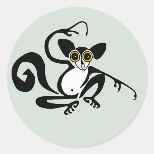 Sticker Rond Faune - Graphic AYE-AYE - Primate - Lemur (Devant)