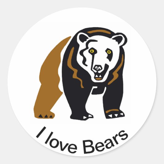 Sticker Rond Faune - I love BEARS - Amoureux des animaux - Natu (Devant)