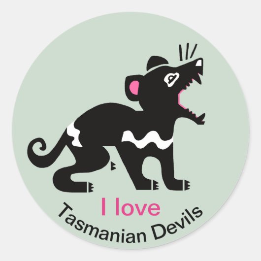 Sticker Rond Faune - J'aime les diables de Tasmanie - Marsupial (Devant)