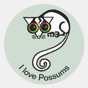 Sticker Rond Faune - J'aime POSSUMS - Nature - Vert