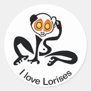 Sticker Rond Faune - Kawaii - I love LORISES - Nature -