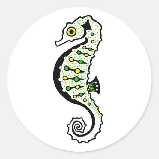 Sticker Rond Faune mignonne SEAHORSE - En voie de disparition - (Devant)