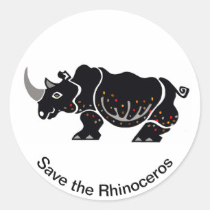 Sticker Rond Faune - Sauvez le RHINOCEROS - Conservation