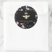 Sticker Rond fausse feuille d'or reine abeille fleurs sauvages (Sac)