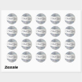 Sticker Rond Faux argent feuille de parties scintillant merci (Feuille)