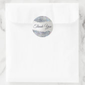 Sticker Rond Faux argent feuille de parties scintillant merci (Sac)
