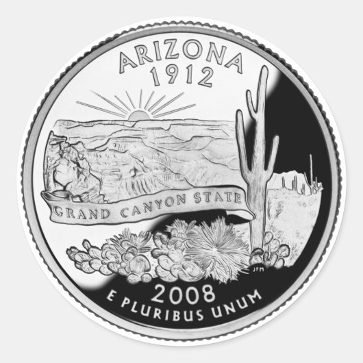 Sticker Rond Faux Arizona State Quarter Grand Canyon State (Devant)