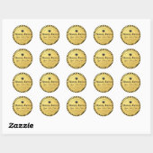 Sticker Rond Faux Black Gold Parties scintillant artisanale Bea (Feuille)