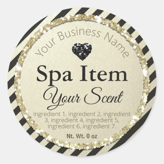 Sticker Rond Faux Black Silver Parties scintillant Spa artisana (Devant)
