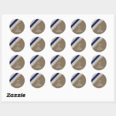 Sticker Rond FAUX bleu marine dentelle et burlap, phoques maria (Feuille)