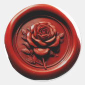 Sticker Rond Faux Cire Sceau Rouge Rose profonde Impression (Devant)