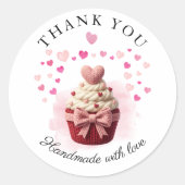 Sticker Rond Faux Crochet Saint-Valentin Cupcake Boulangerie Me (Devant)