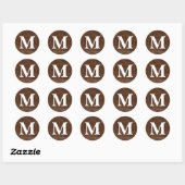 Sticker Rond Faux cuir marron usé Monogramme (Feuille)