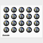 Sticker Rond Faux "D" Bling Diamond sur Rainbow Swirl Heart (Feuille)