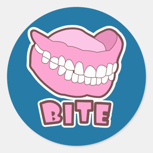 Sticker Rond Faux dents Dentures Bite (Devant)