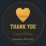Sticker Rond Faux Foil Gold Mariage Merci<br><div class="desc">C'est moderne Faux Foil Gold Heart Mariage Enveloppe Sceau Classic Round Sticker.</div>
