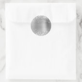 Sticker Rond Faux Glittery Argent Foil Foil Texture blanche (Sac)