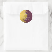 Sticker Rond Faux Gold Burgundy, Mariage Monogramme (Sac)