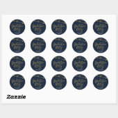 Sticker Rond Faux Gold Chaînes de lumière Blue Graduation Party (Feuille)